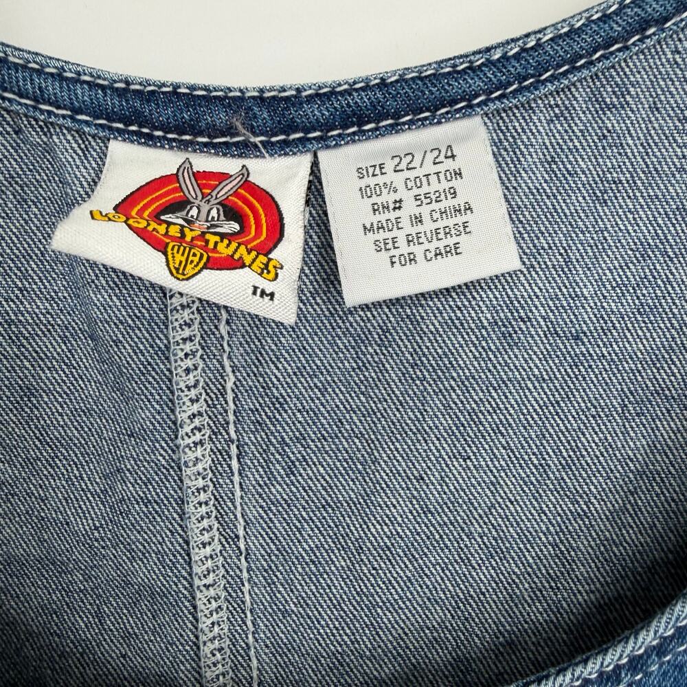 Looney Tunes Tweety Bird & Sylvester Dress Womens 22/24 Denim Embroidered  Retro - Picture 4 of 9